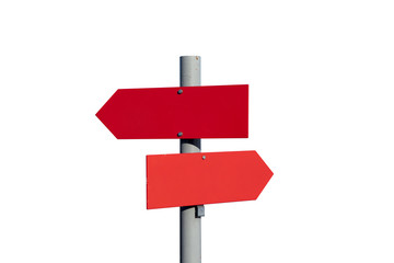 Red guidepost isolated with clipping path