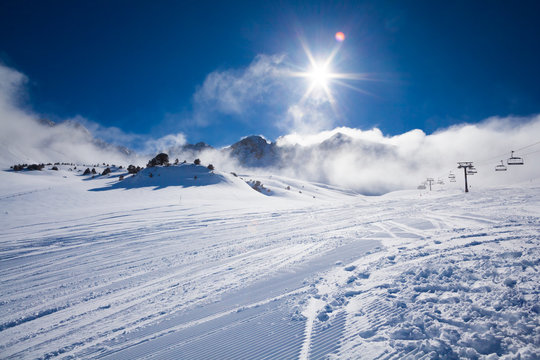 Clouds and sky in winter resort