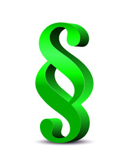 Grünes Paragraphenzeichen in 3D