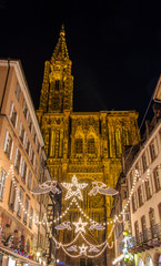 Christmas decorations near the Cathedral - Strasbourg