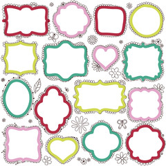 Set of hand-drawn doodle frames