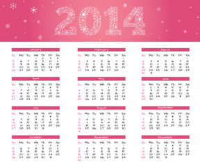 2014 pink calendar