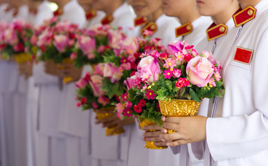 Florist holding bouquet