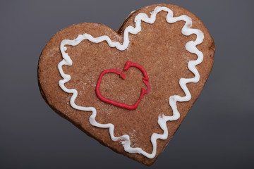 Gingerbread Christmas heart cookie.