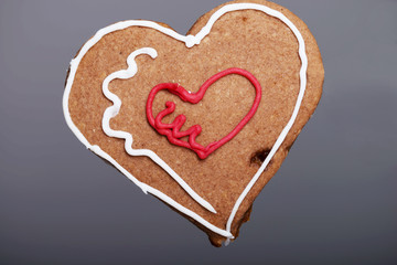 Gingerbread Christmas heart cookie.