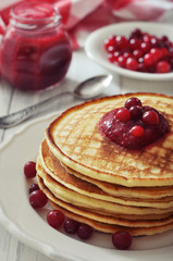 pancakes with cranberry jam