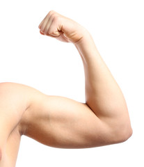 Handsome young muscular sportsman, isolated on white