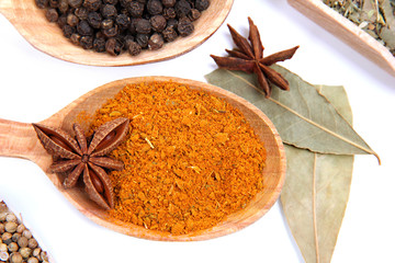 Various spices and herbs close up