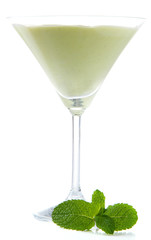 Fresh avocado smoothie isolated on white