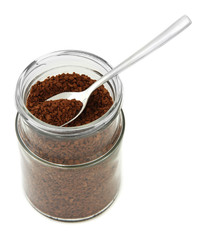 Jar of instant coffee isolated on white