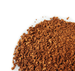 Heap of instant coffee isolated on white