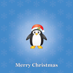 blue Merry Christmas background with penguin