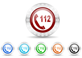 emergency call icon christmas vector set