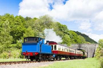steam train, Lakeside and Haverthwaite Railway, Cumbria, England