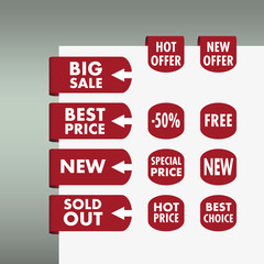 Set of stickers and banners