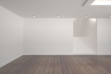 Digitally generated room with stairs