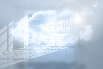 Fototapeta na wymiar Room with holographic cloud