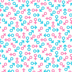 Seamless pattern of male and female symbols