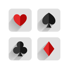 Set of hearts, clubs, spades and dimonds icons, card suit