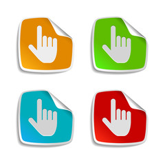 Set of  Paper Design Tags and Labels / Cursor Hand Stickers. EPS