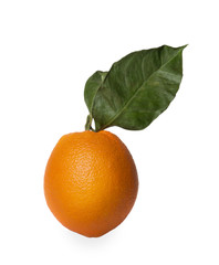 orange with leaf isolated on white background