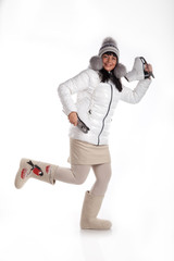 beautiful woman with skates