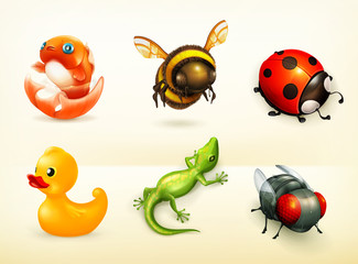 Cartoon characters, vector icons set