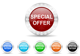 special offer icon christmas vector set