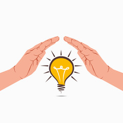 bulb under hand or new idea or energy concept