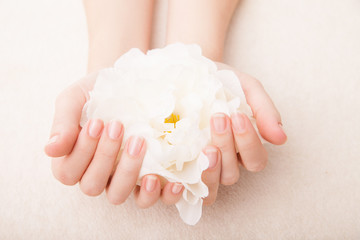 Beautiful hand with perfect nail manicure