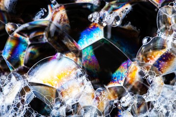 Soap bubbles abstract colorful macro structure