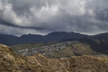 Fototapeta premium mountains and town
