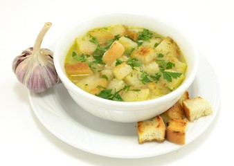 zupa czosnkowa z grzankami