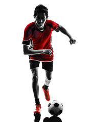 asian soccer player young man silhouette