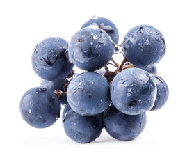 Ripe grapes with water drops. Isolated on white