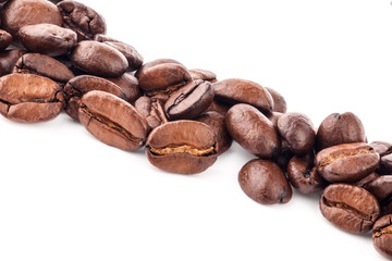 Coffee beans on white background