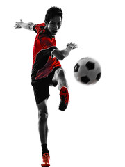 Obraz na płótnie Canvas asian soccer player young man silhouette