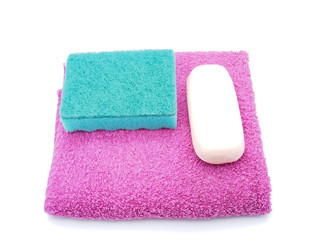 toiletries on white background