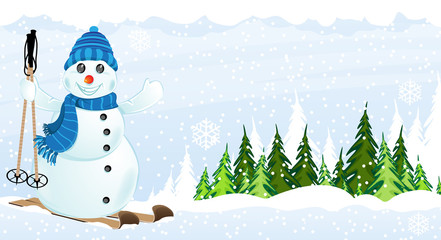 Snowman on skis