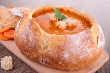 bread bowl with soup - Powered by Adobe