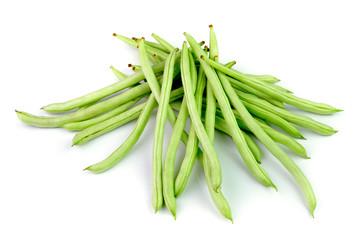 green beans on white background