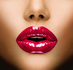 Obraz premium Sexy Lips. Beautiful Make-up Closeup. Kiss