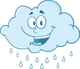 Happy Cloud Raining Cartoon Mascot Character