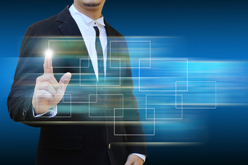 hand pushing on a touch screen interface