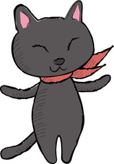スカーフをした黒猫