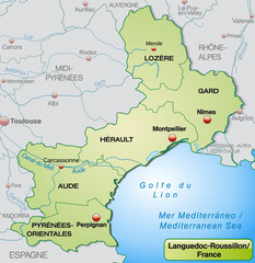 Karte von Languedoc-Roussillon mit Grenzen