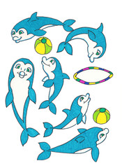 Dolphins on a white background. Picture