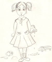 A girl with an ax. Picture