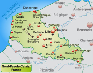 Umgebungskarte von Nord-Pas-de-Calais