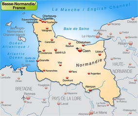 Basse-Normandie als Übersichtskarte in Pastell